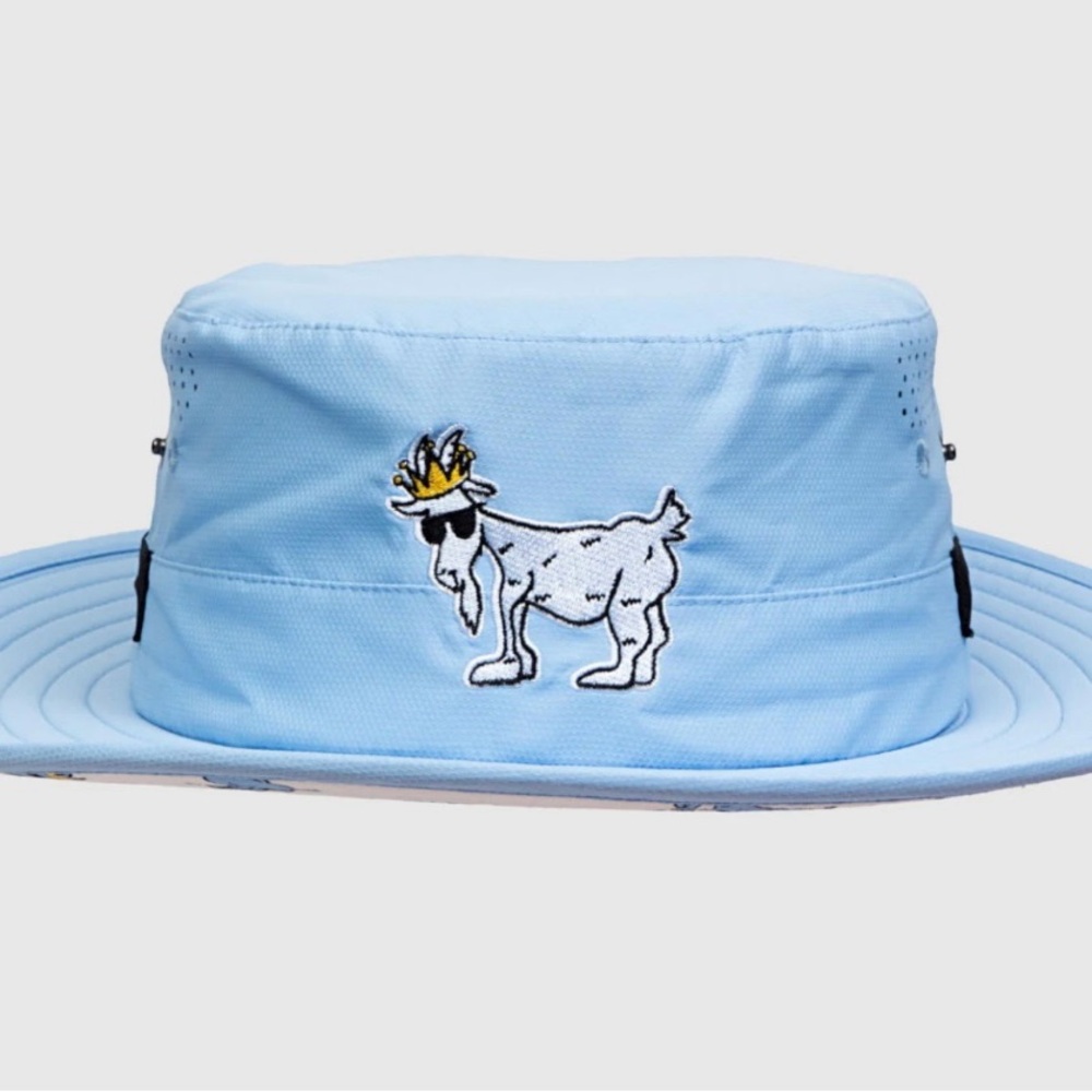 Blue Cotton Baseball Hat with Embroidered Design